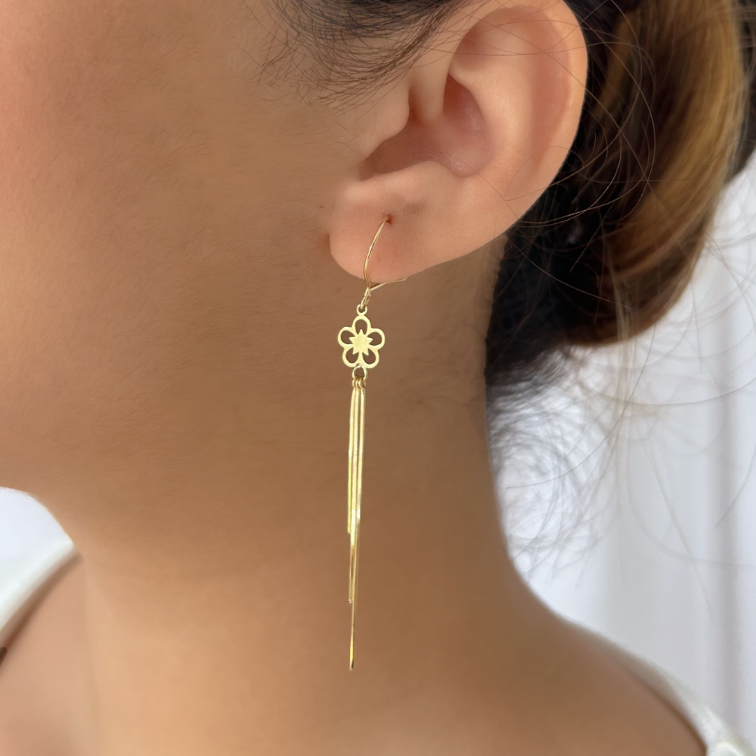 9ct Gold Pull Through Bar Earrings 9ct Yellow Gold Pull Through