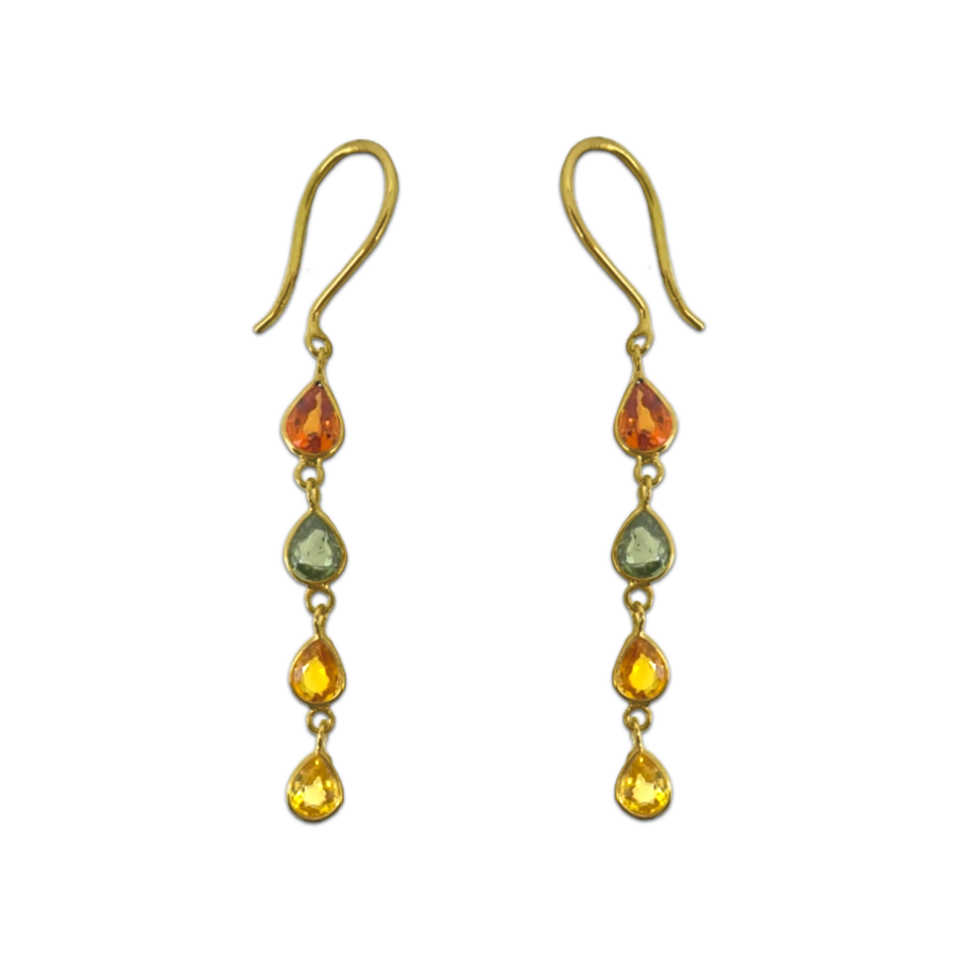 Multi Sapphire Dangler Earrings