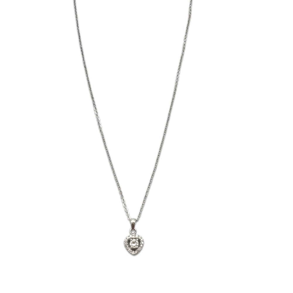 Halo Heart Necklace | White Gold