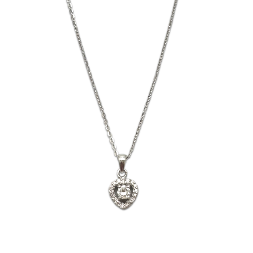 Halo Heart Necklace | White Gold