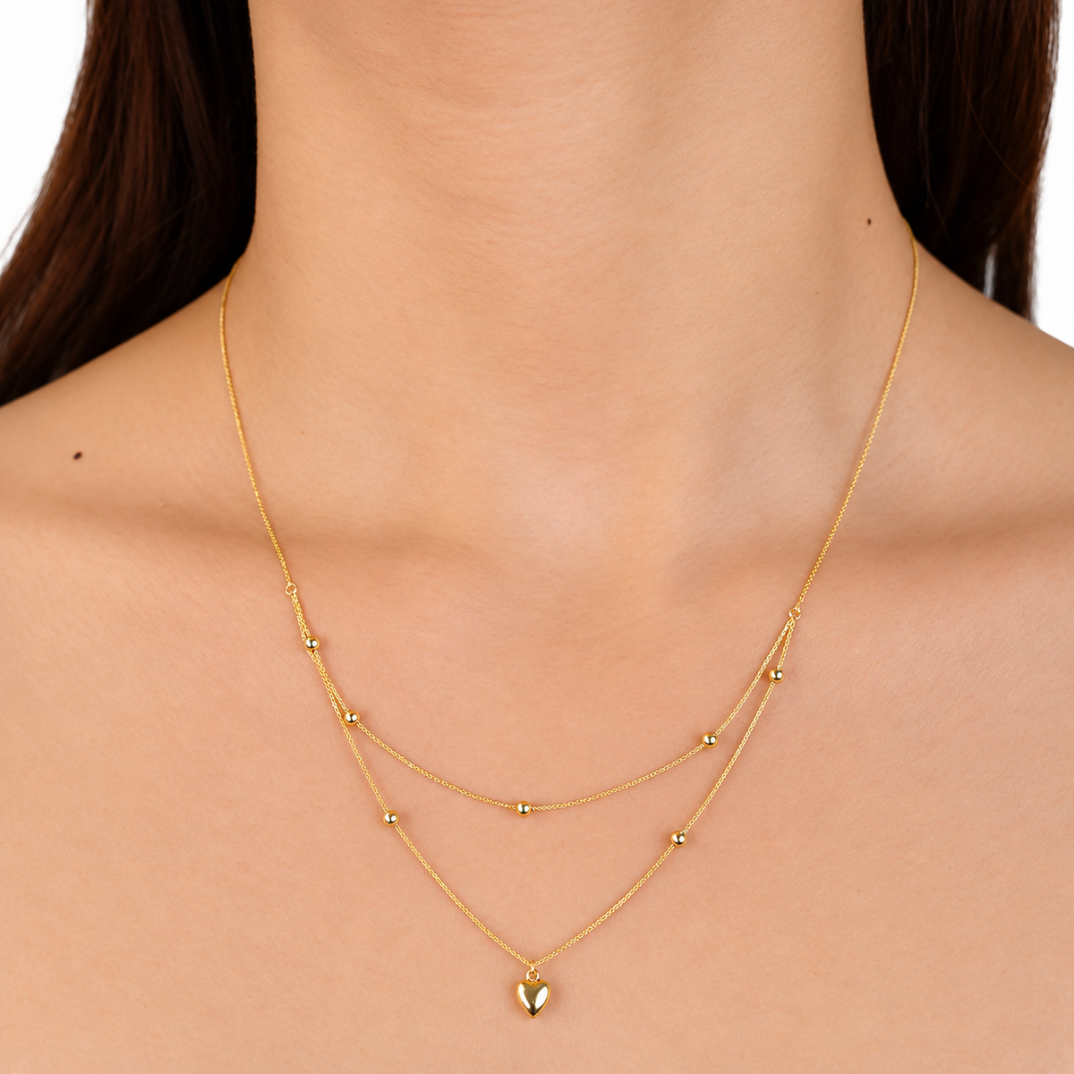 Layered Heart Sphere Necklace