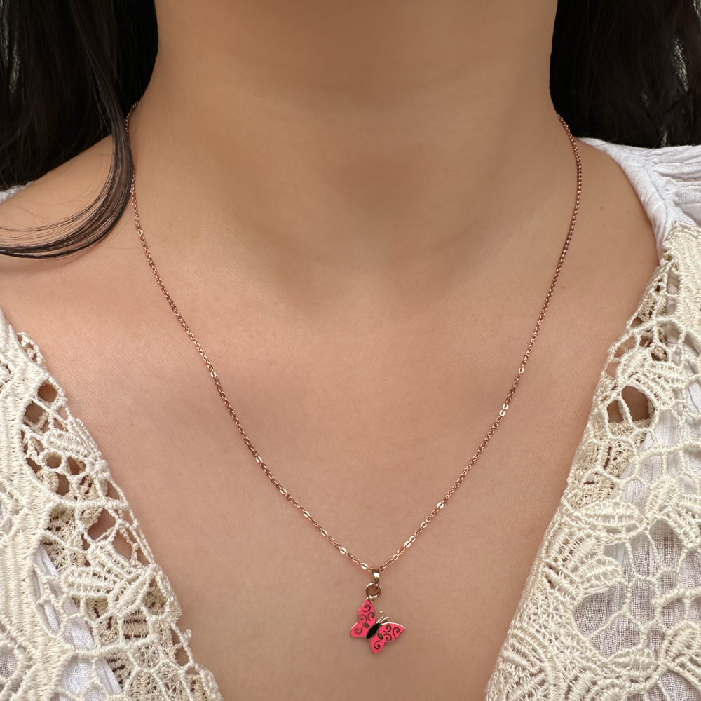 Pink Butterfly Necklace