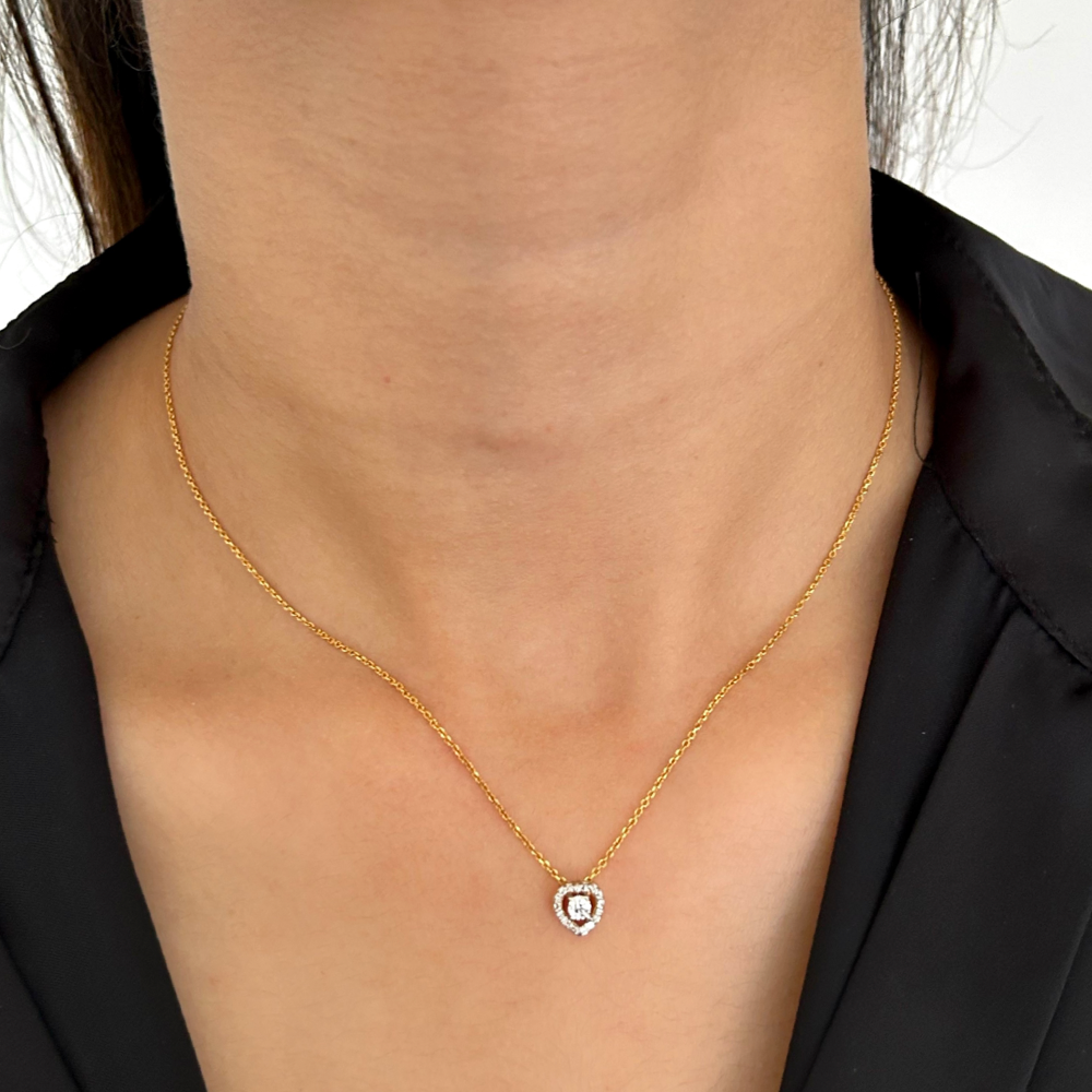 Halo Heart Necklace | Yellow Gold