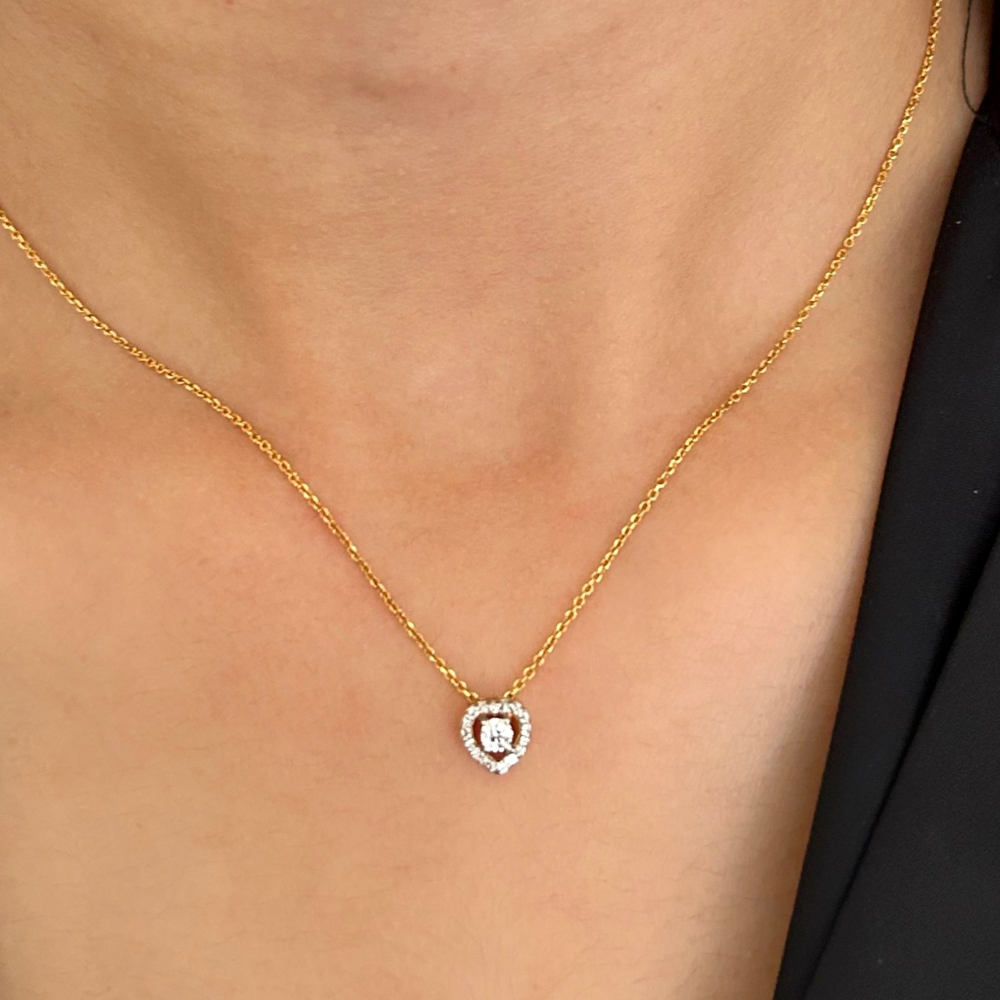 Halo Heart Necklace | Yellow Gold