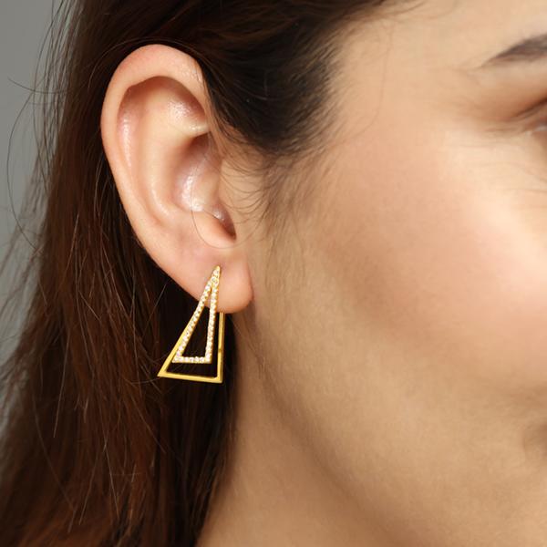 Studded Triangle Ear Jacket Earrings Starklejewels 