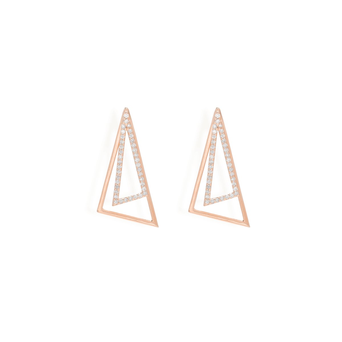 Studded Triangle Ear Jacket Earrings Starklejewels Rose 14K
