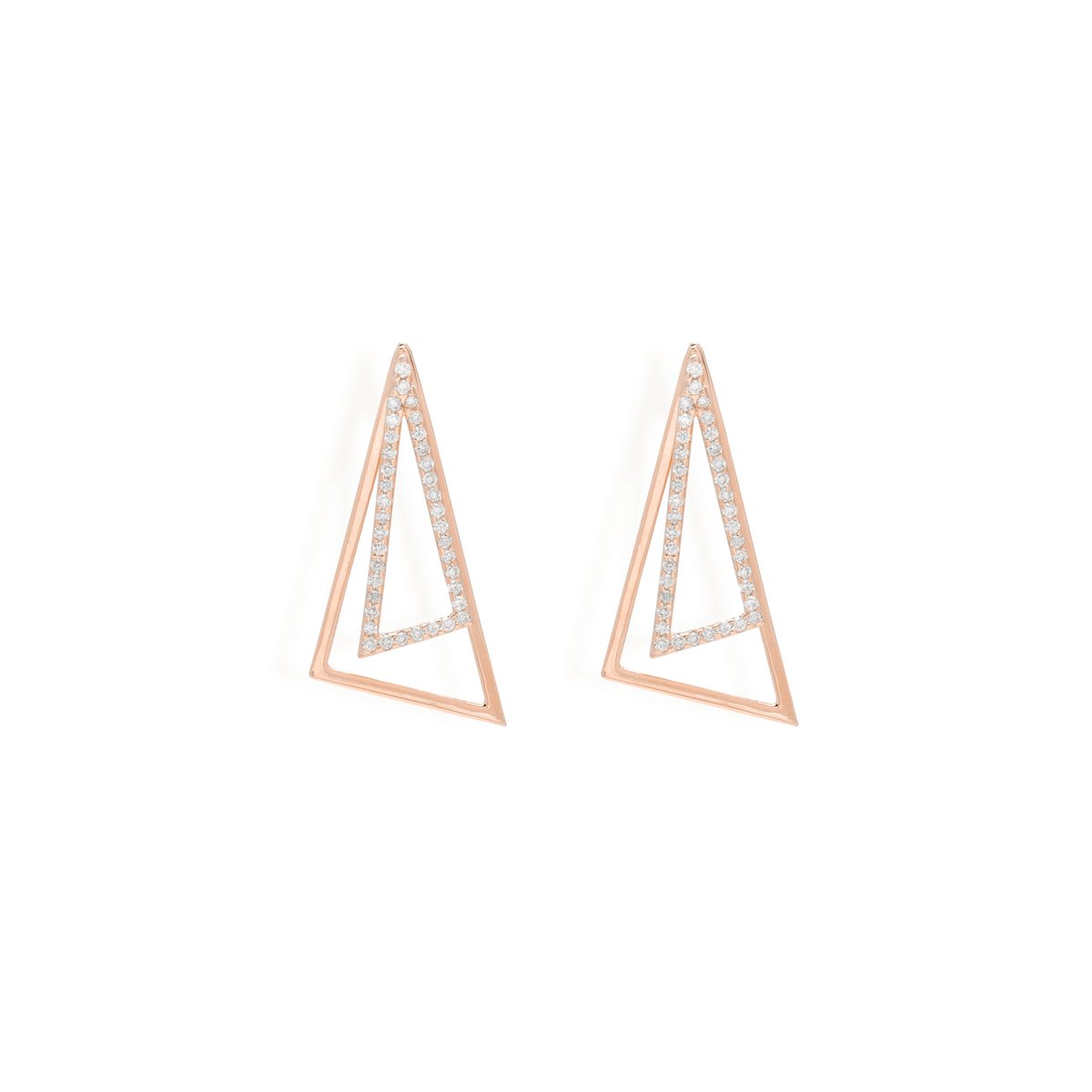 Studded Triangle Ear Jacket Earrings Starklejewels Rose 14K 