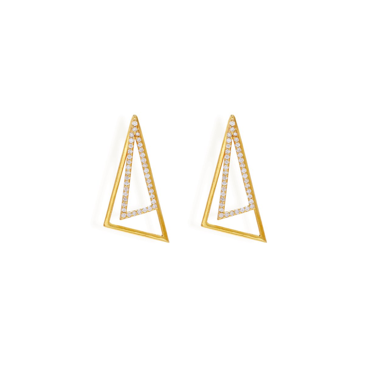 Studded Triangle Ear Jacket Earrings Starklejewels Yellow 14K