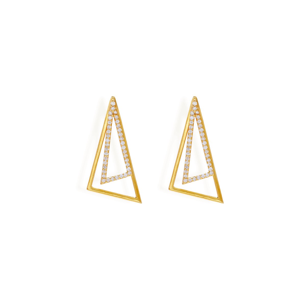 Studded Triangle Ear Jacket Earrings Starklejewels Yellow 14K 