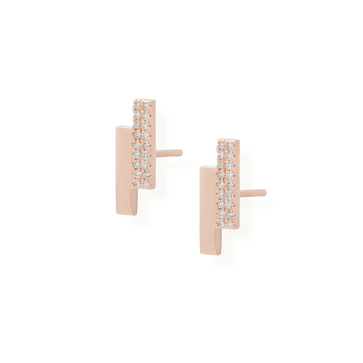 Diamond Block Earrings Earrings Starklejewels Rose 14K