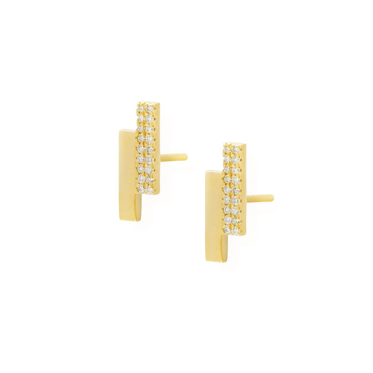 Diamond Block Earrings Earrings Starklejewels Yellow 14K 