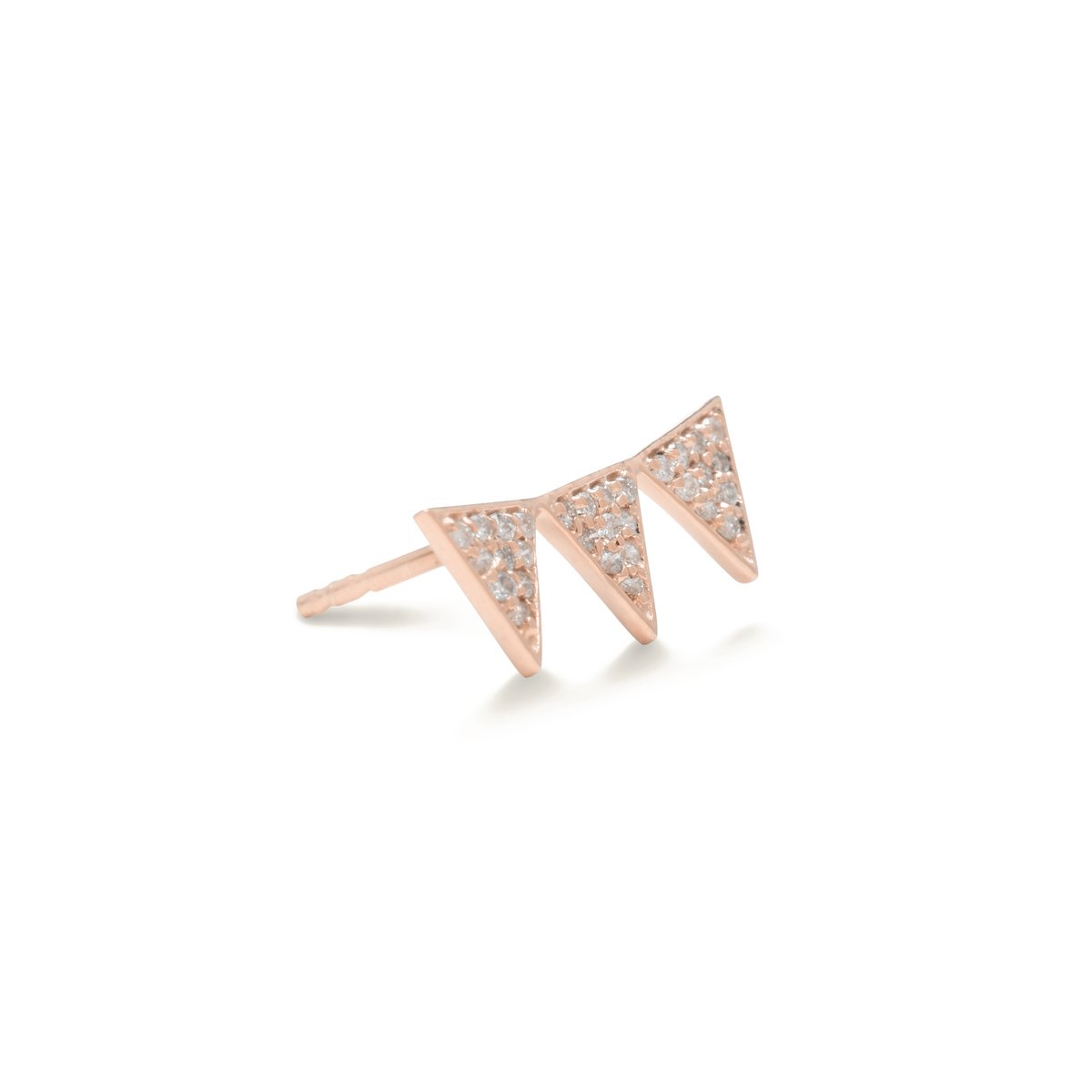 Triplet Diamond Studs Earrings Starklejewels Rose 14K