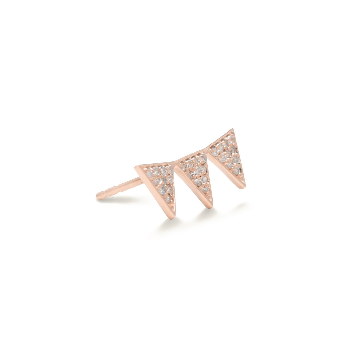 Triplet Diamond Studs Earrings Starklejewels Rose 14K 