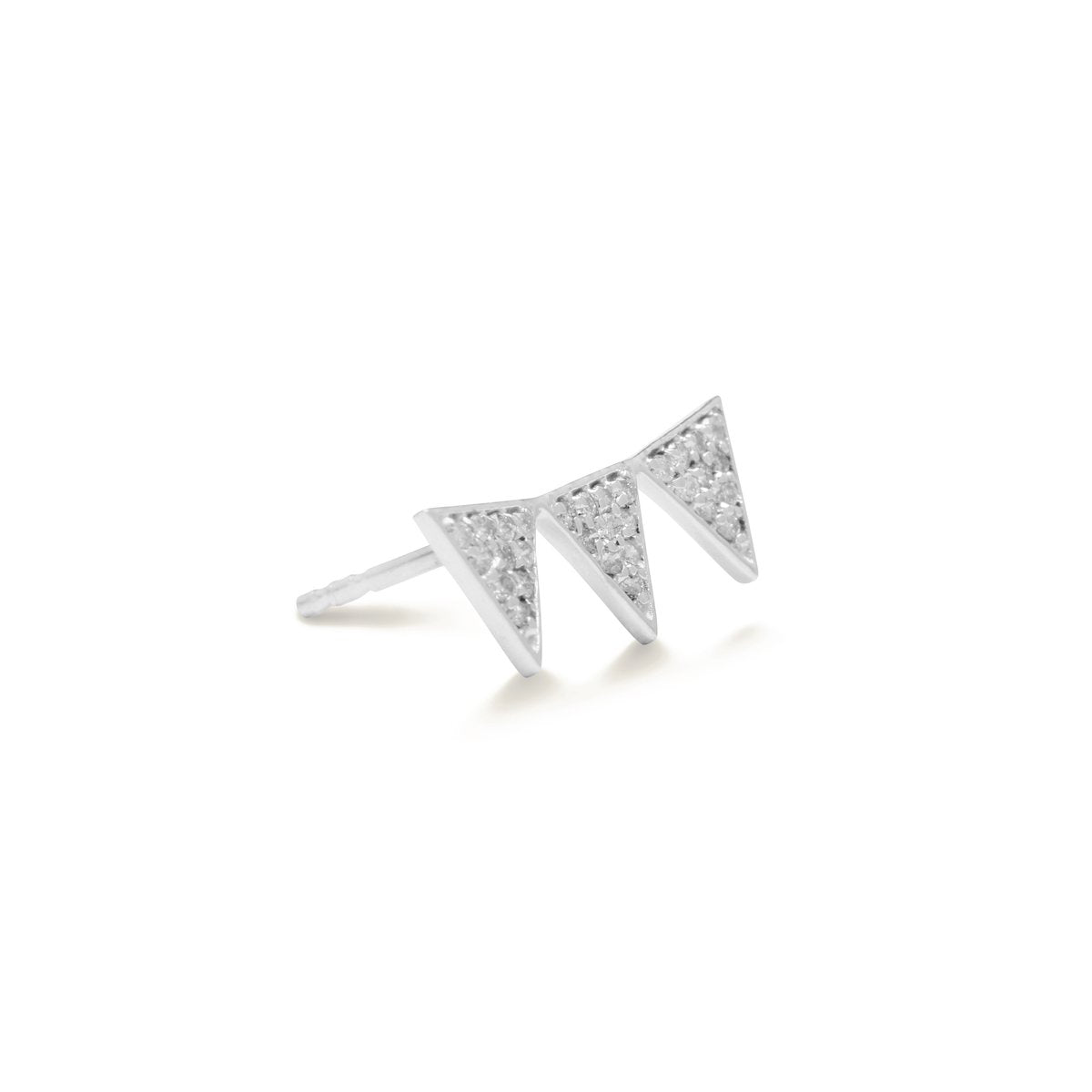 Triplet Diamond Studs Earrings Starklejewels White 14K