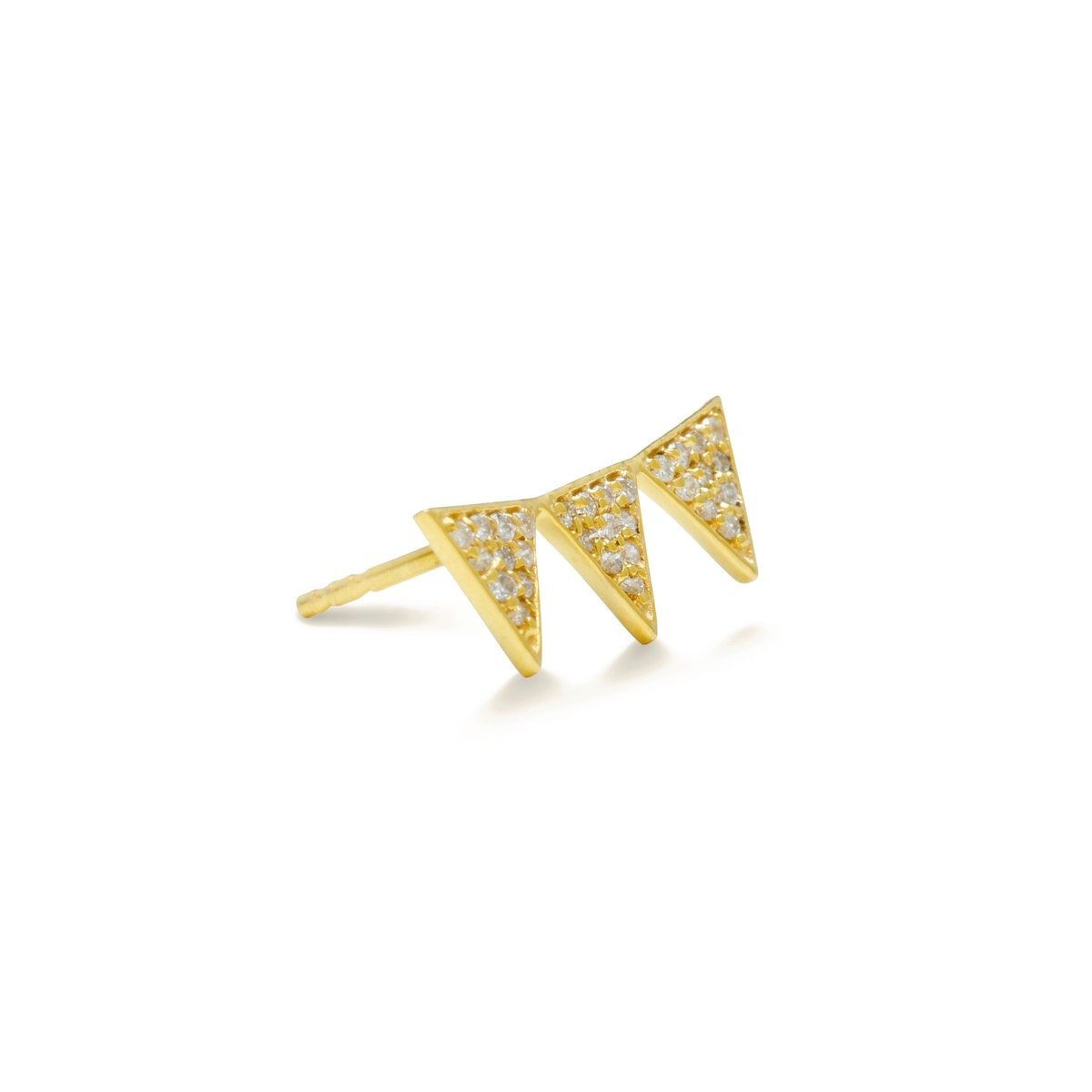 Triplet Diamond Studs Earrings Starklejewels Yellow 14K 