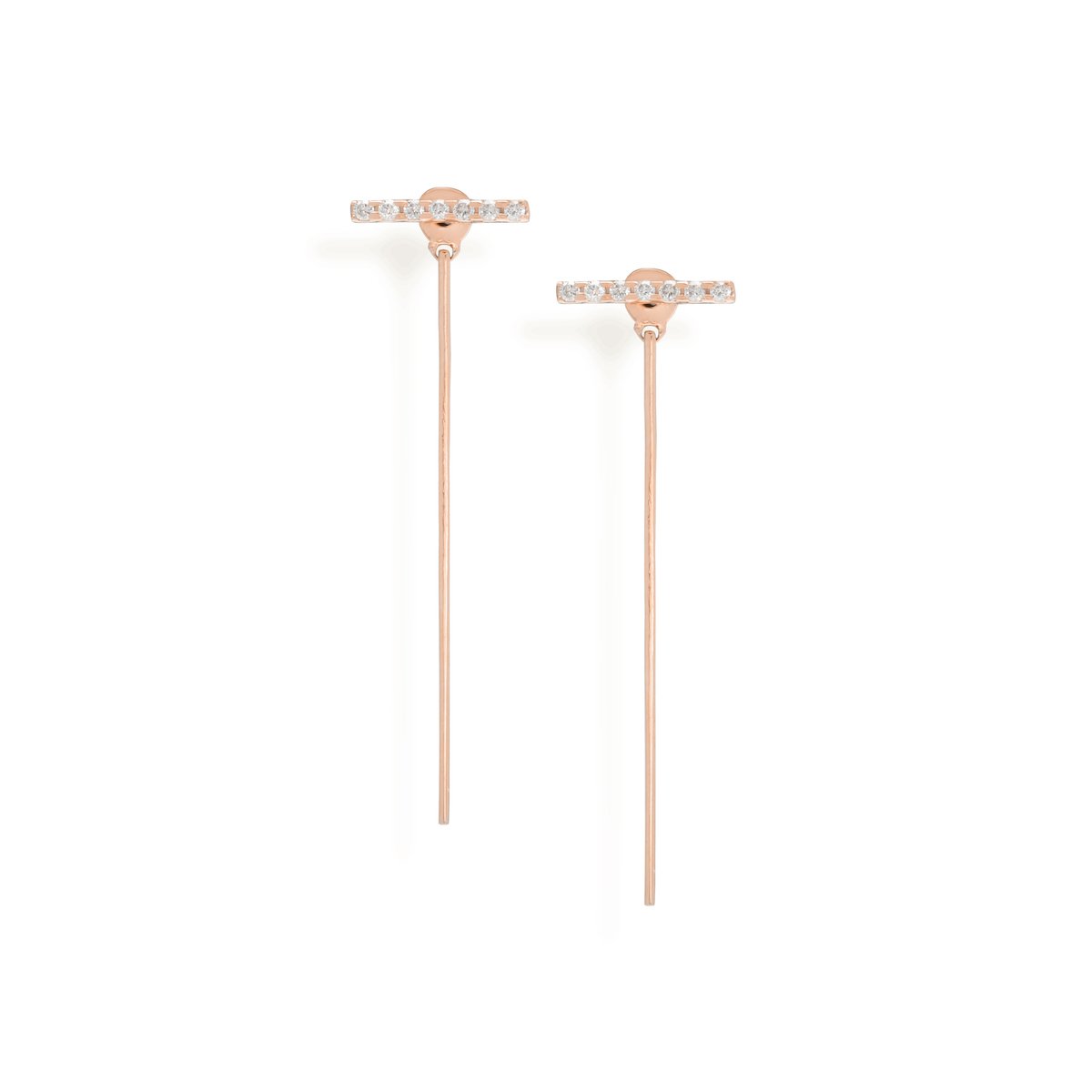 Diamond Line Ear Jacket Earrings Starklejewels Rose 14K