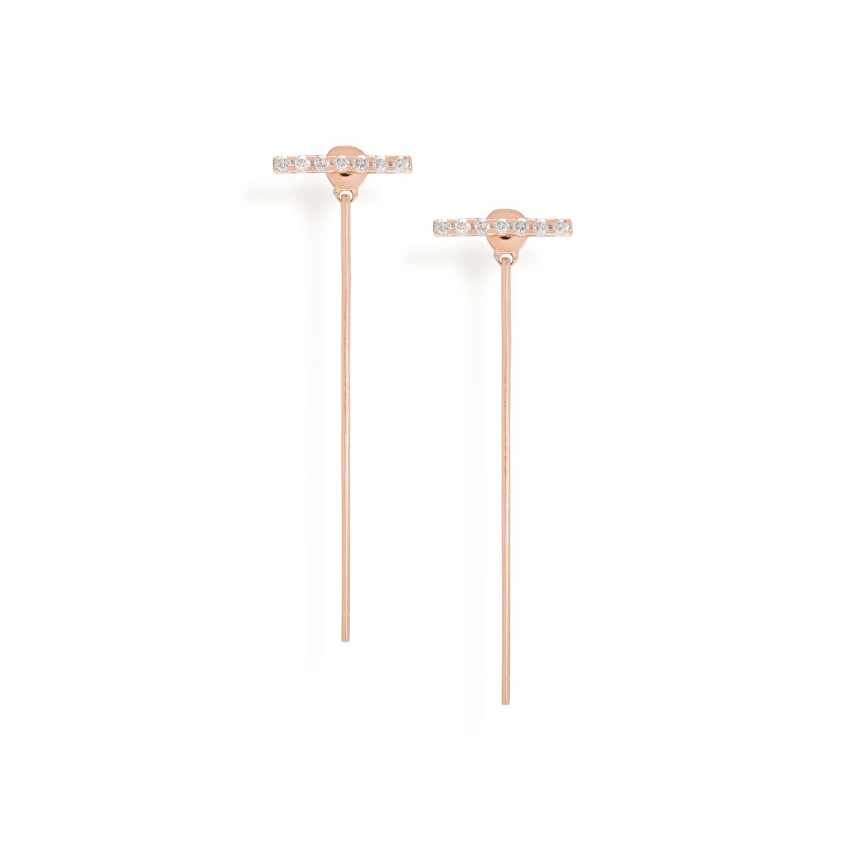 Diamond Line Ear Jacket Earrings Starklejewels Rose 14K 