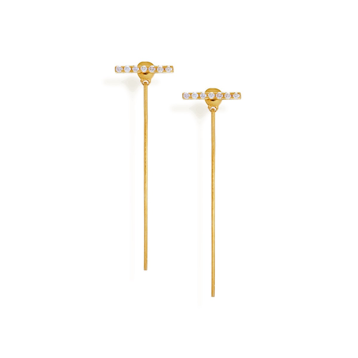 Diamond Line Ear Jacket Earrings Starklejewels Yellow 14K