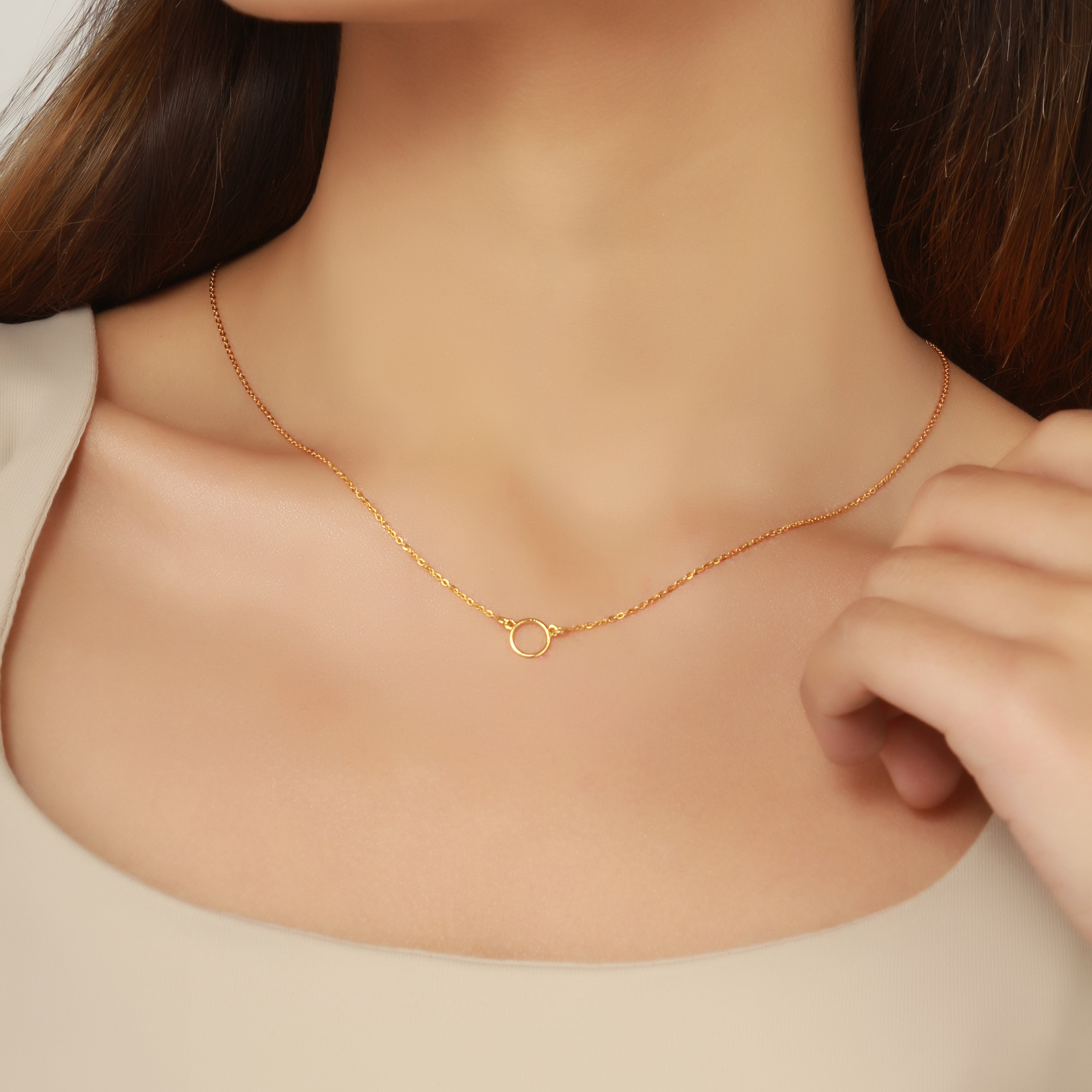 Circle necklace, gold necklace for women, fine jewellery