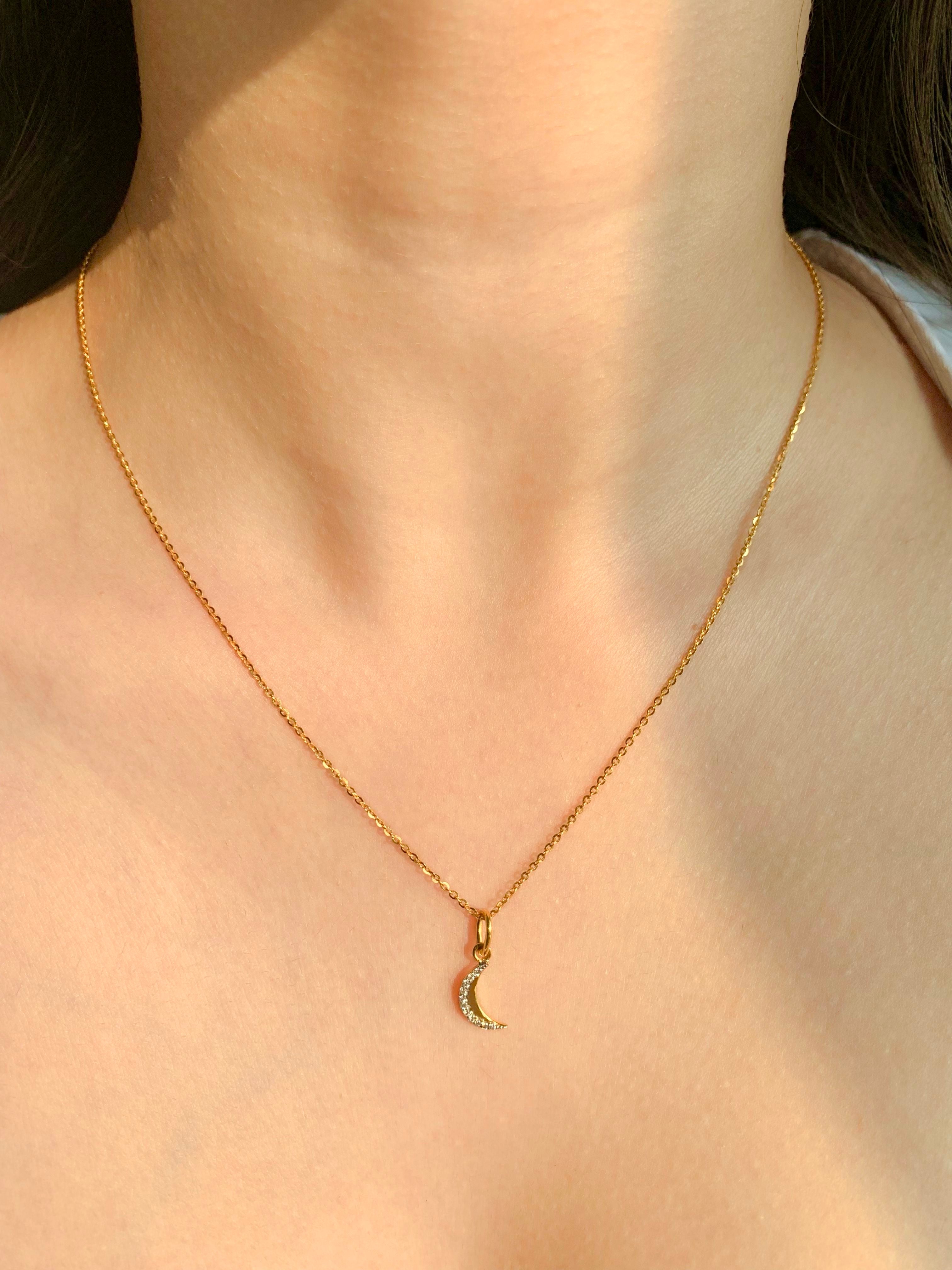 Diamond Crescent Moon Pendant - Starkle