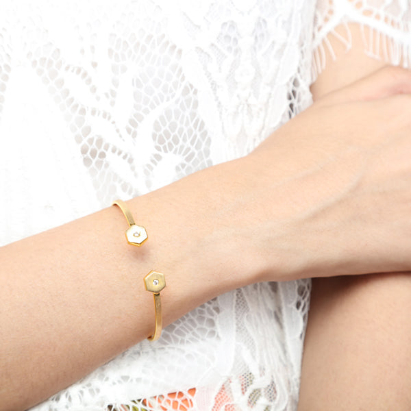 diamond bracelet for women, hexa cuff bracelet for women, jewellery for girlfriend, minimalist jewellery