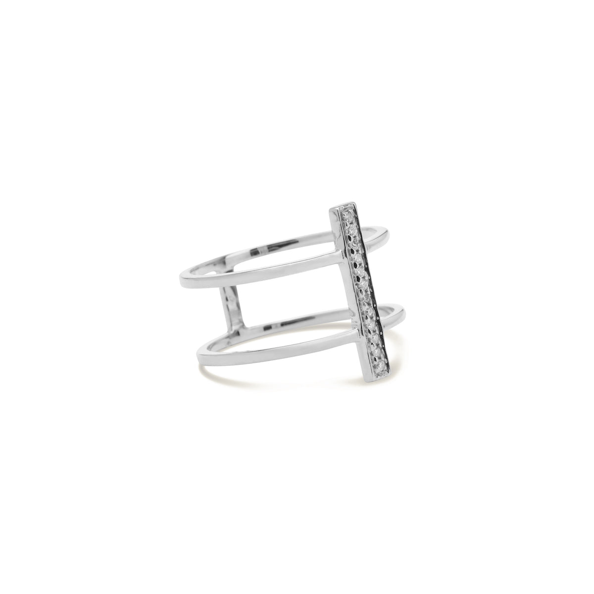 diamond double ring for women in white colour
