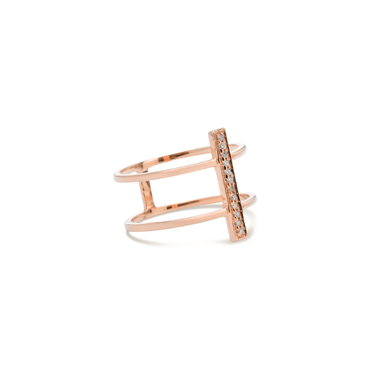 diamond double ring for womenin rose gold colour