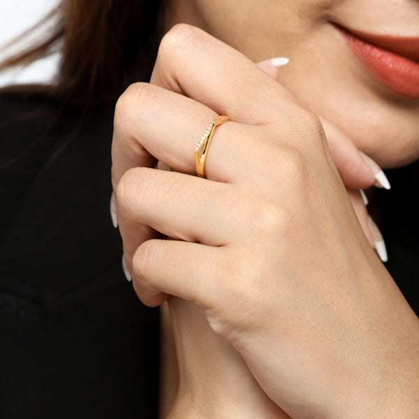Gold diamond barbring for women, Jewelry for girlfriend, minimalist jewellery, real gold jewelry, diamond jewellery