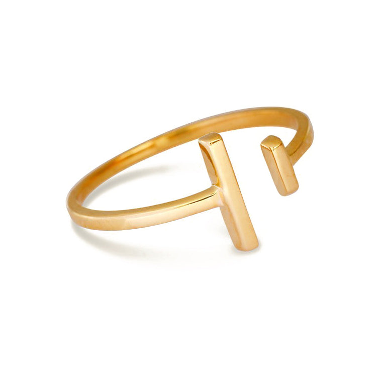 Gold open bar ring for women, Jewelry for girlfriend, minimalist jewellery
