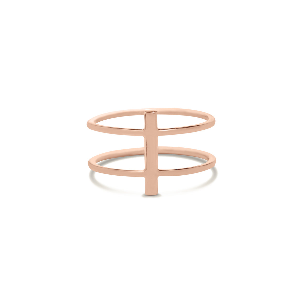 Gold bar double ring for women In rose gold colour