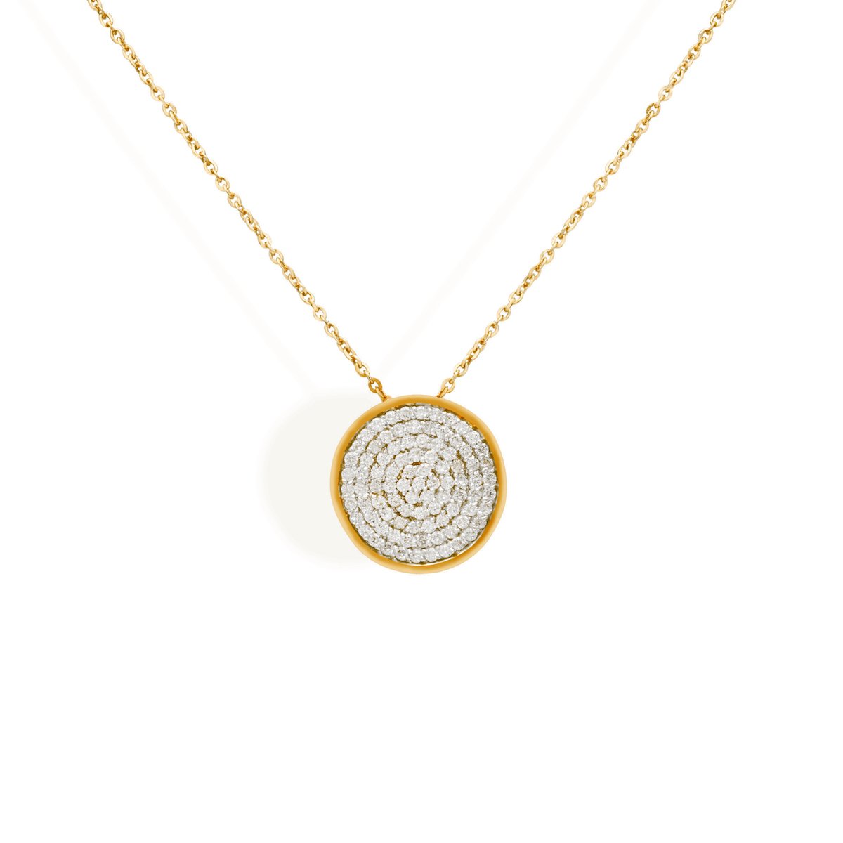 Diamond Circle Necklace Necklace Starklejewels Yellow 14K