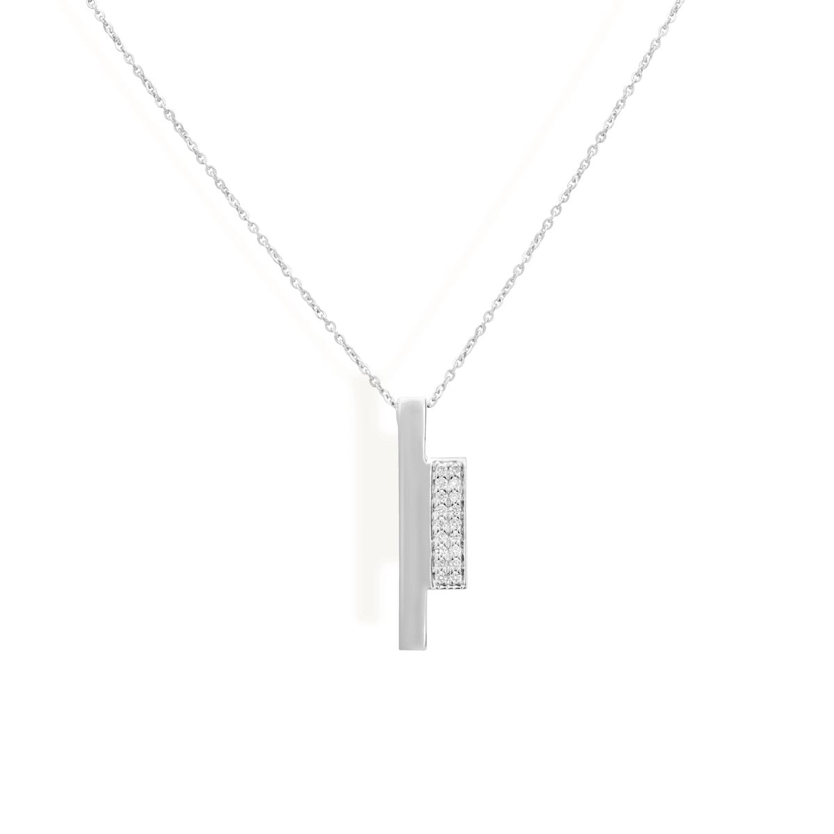 Diamond Block Necklace Necklace Starklejewels White 14K
