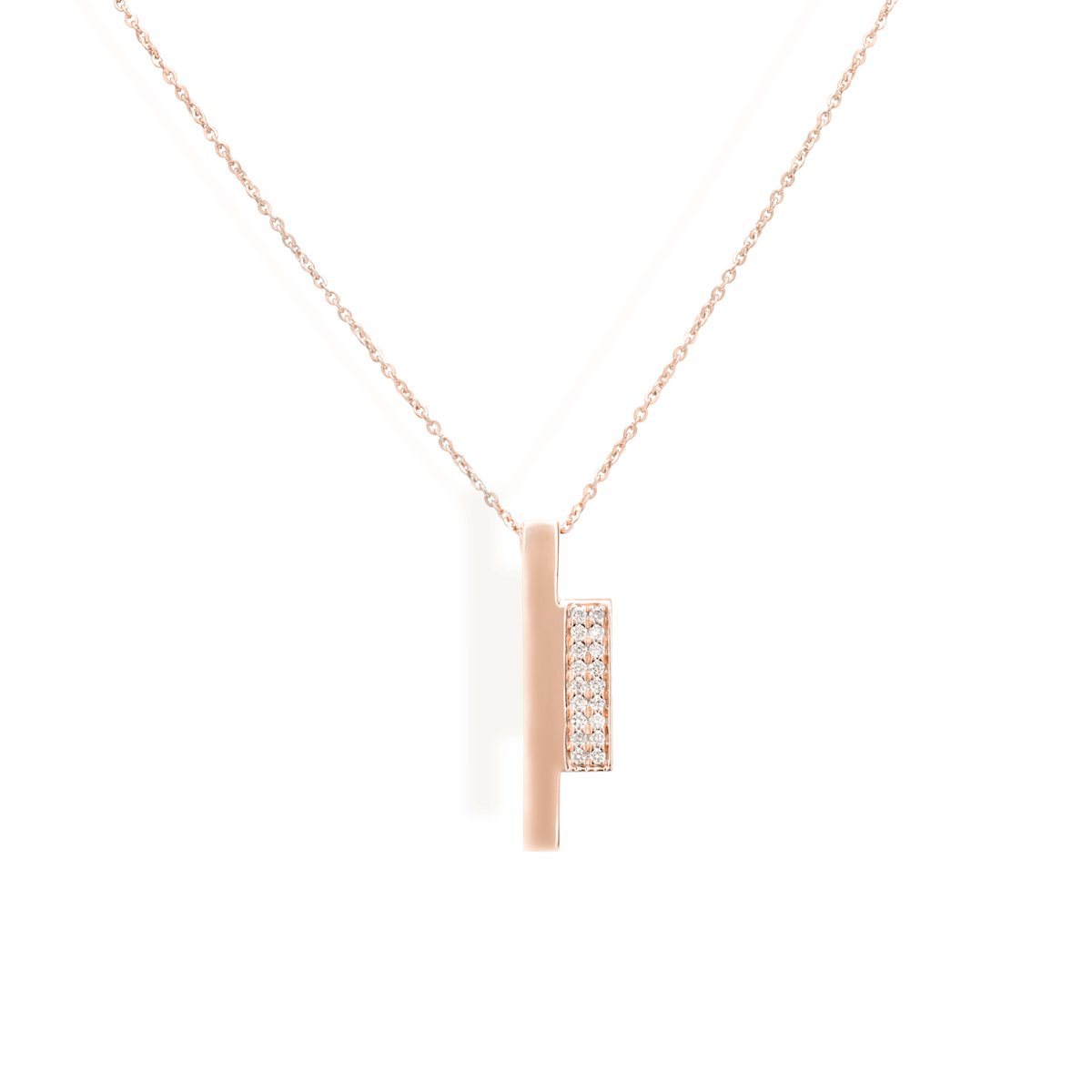 Diamond Block Necklace Necklace Starklejewels Rose 14K 