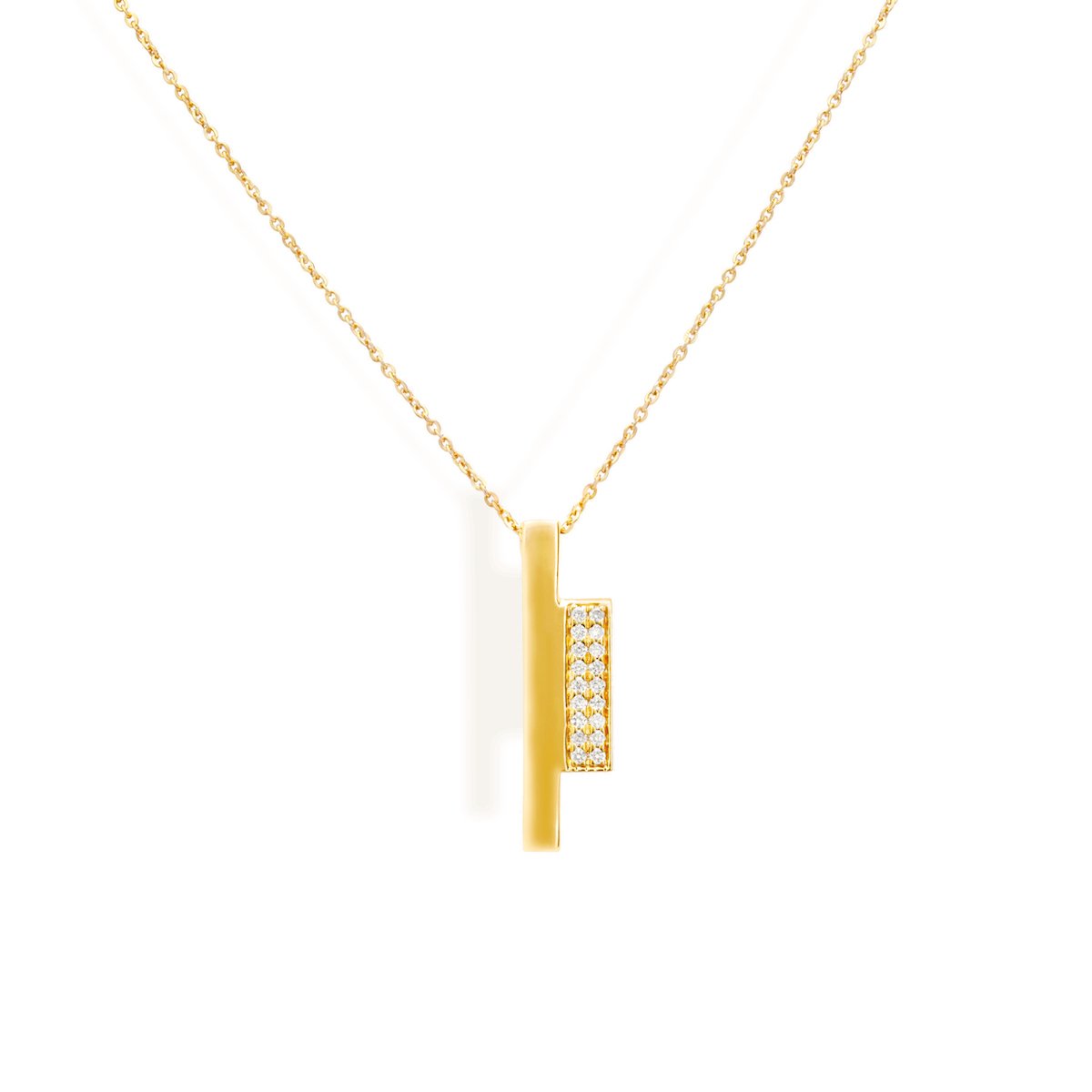 Diamond Block Necklace Necklace Starklejewels Yellow 14K 