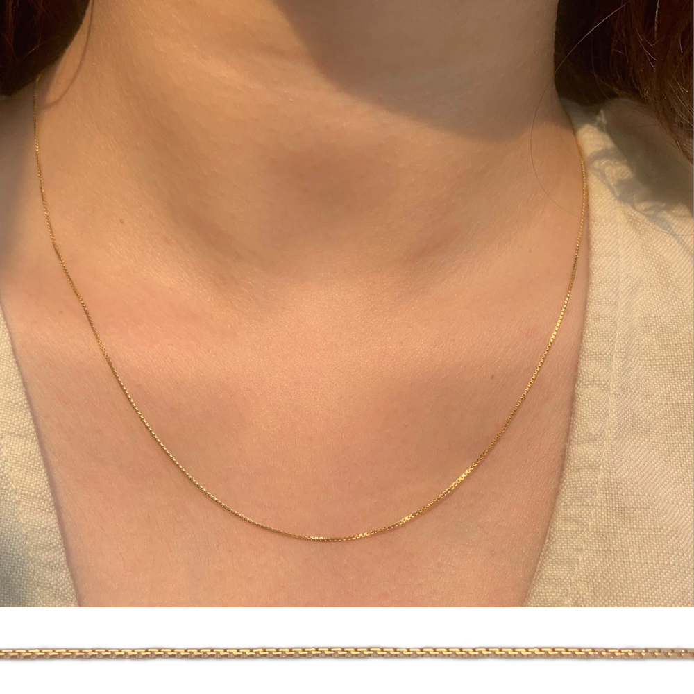 Thin gold hot sale box chain