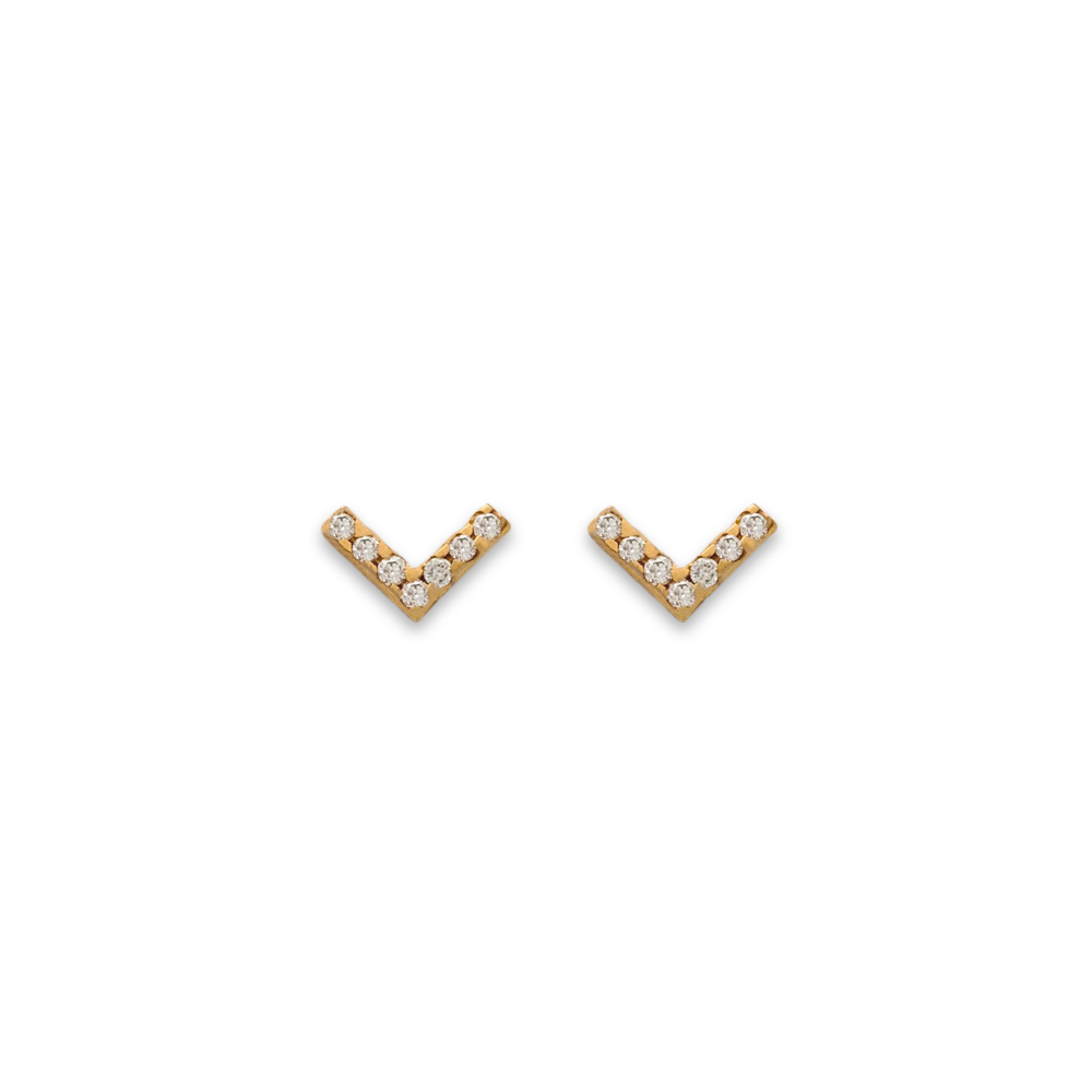 Chevron studs, Gold studs for women, earrings