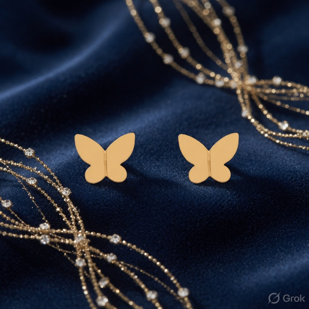 Delicate Gold Butterfly Studs: Golden Wings for Your Everyday Glow