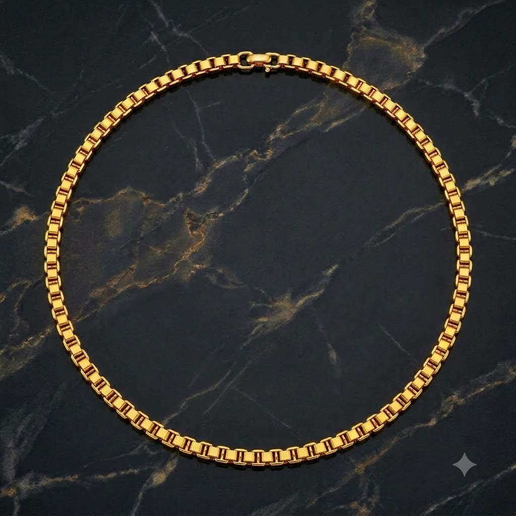 The Medium Box Chain Every Indian Needs — Minimal, Pure 18K Gold & Perfect for Everyday Elegance
