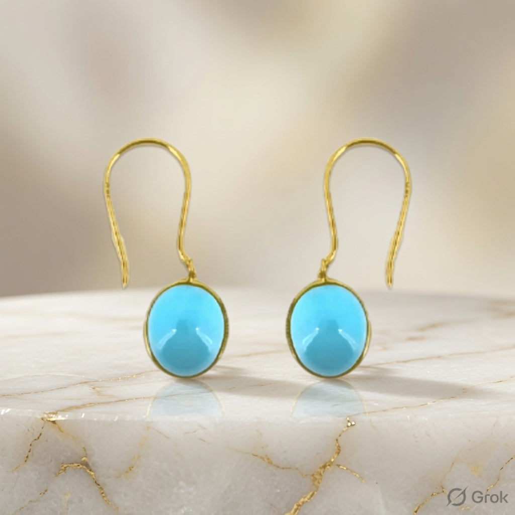 Glow with Timeless Grace: Elevate Your Look with These Stunning Turquoise Oval Earrings from Starkle