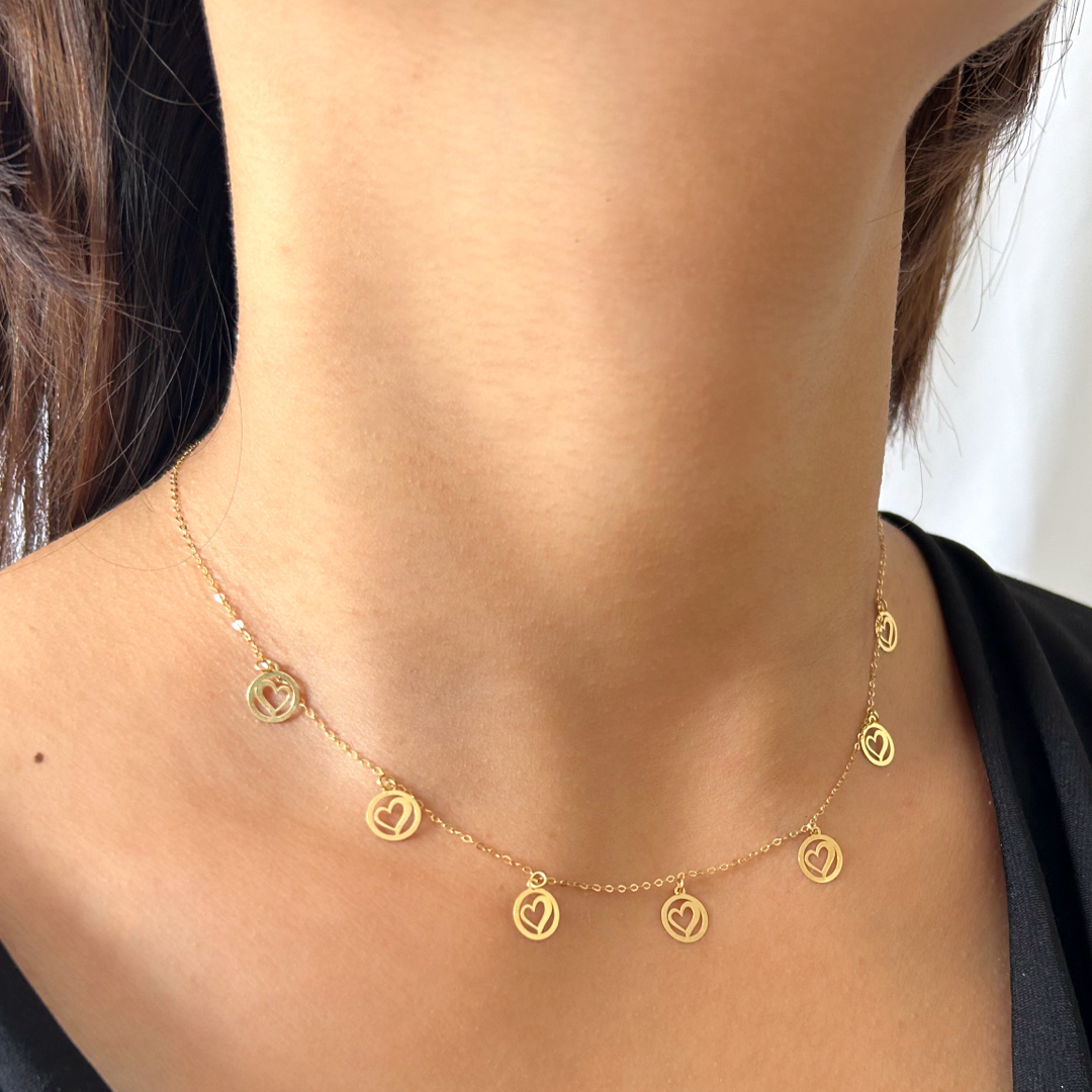 Sphere Heart Charm Necklace