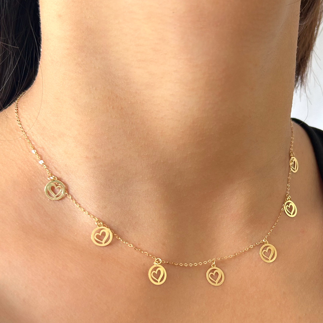 Sphere Heart Charm Necklace