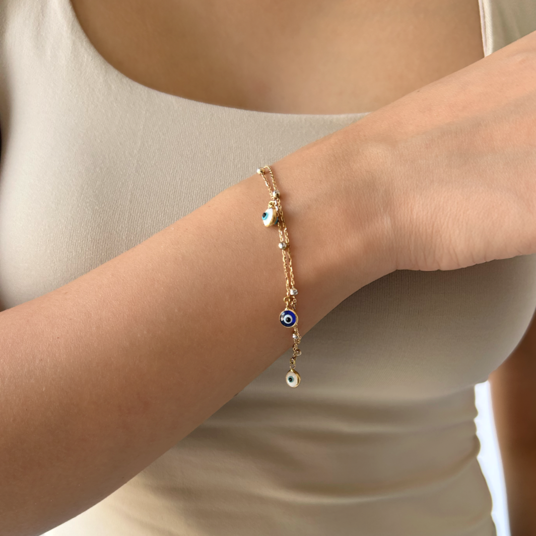 Dual Shimmer Evil Eye Bracelet