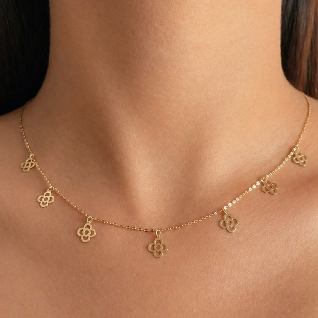 Quad Bloom Charm Necklace