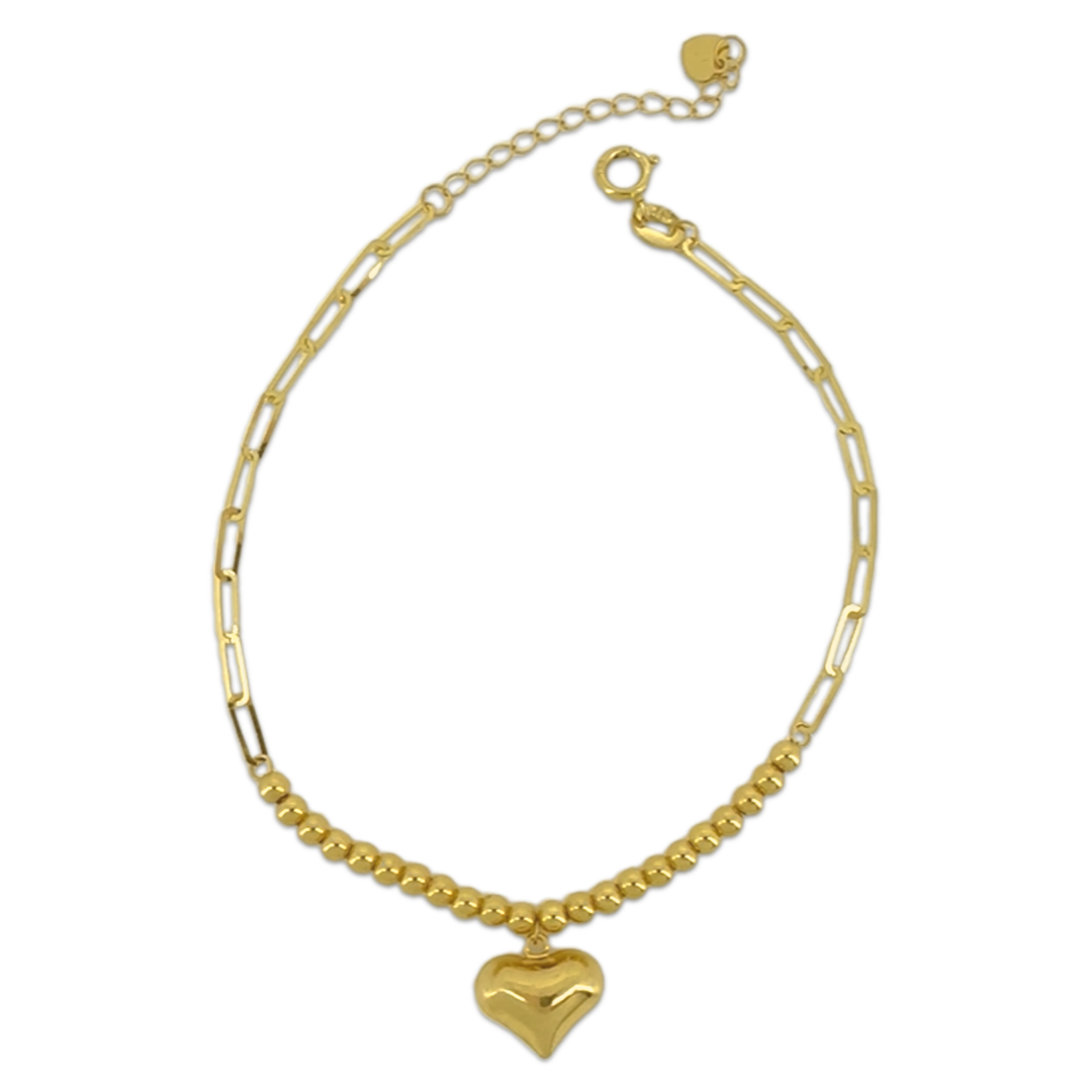 Paperclip Heart Bead Bracelet