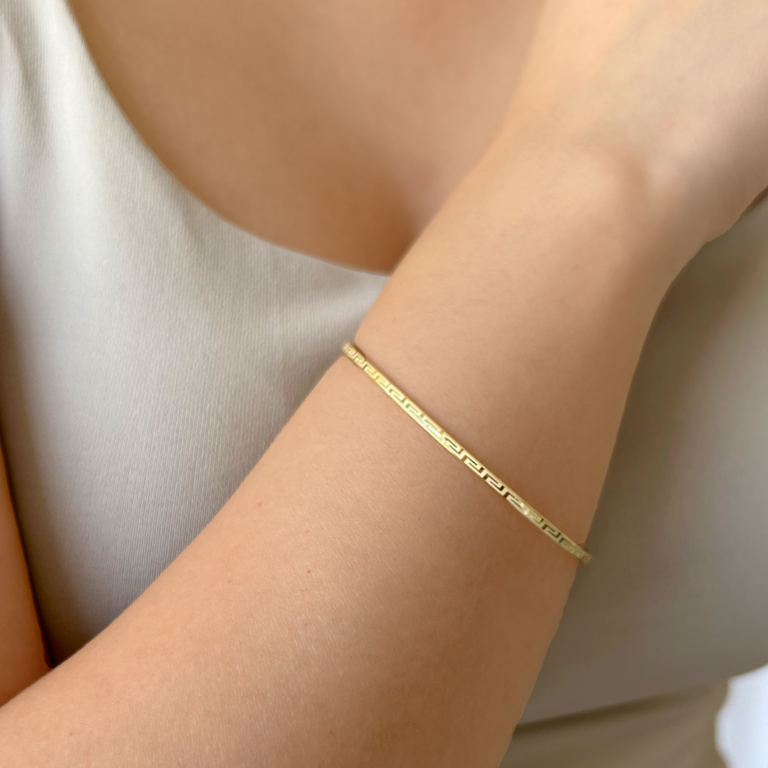 Sleek Meander Bangle Bracelet | Yellow