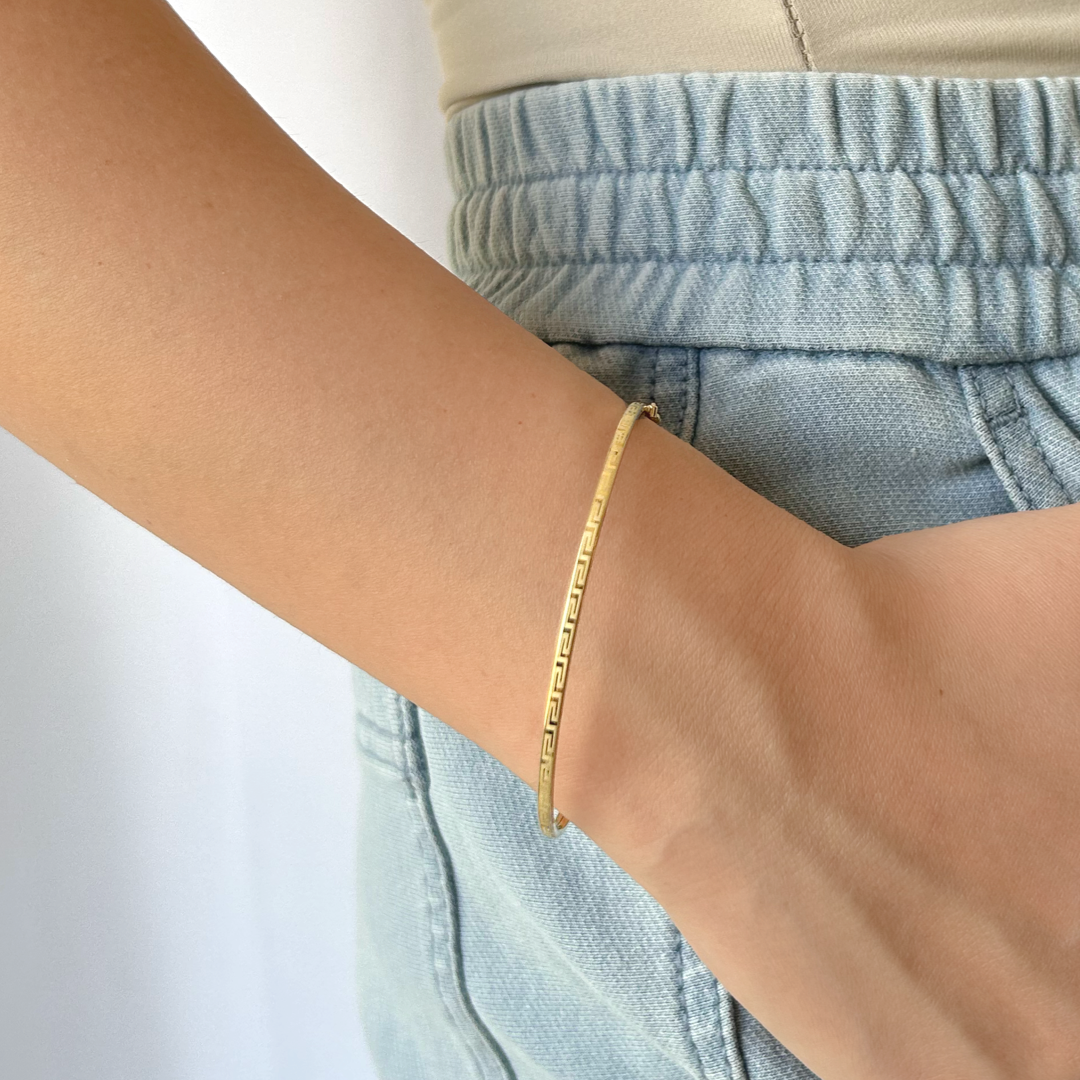 Sleek Meander Bangle Bracelet | Yellow