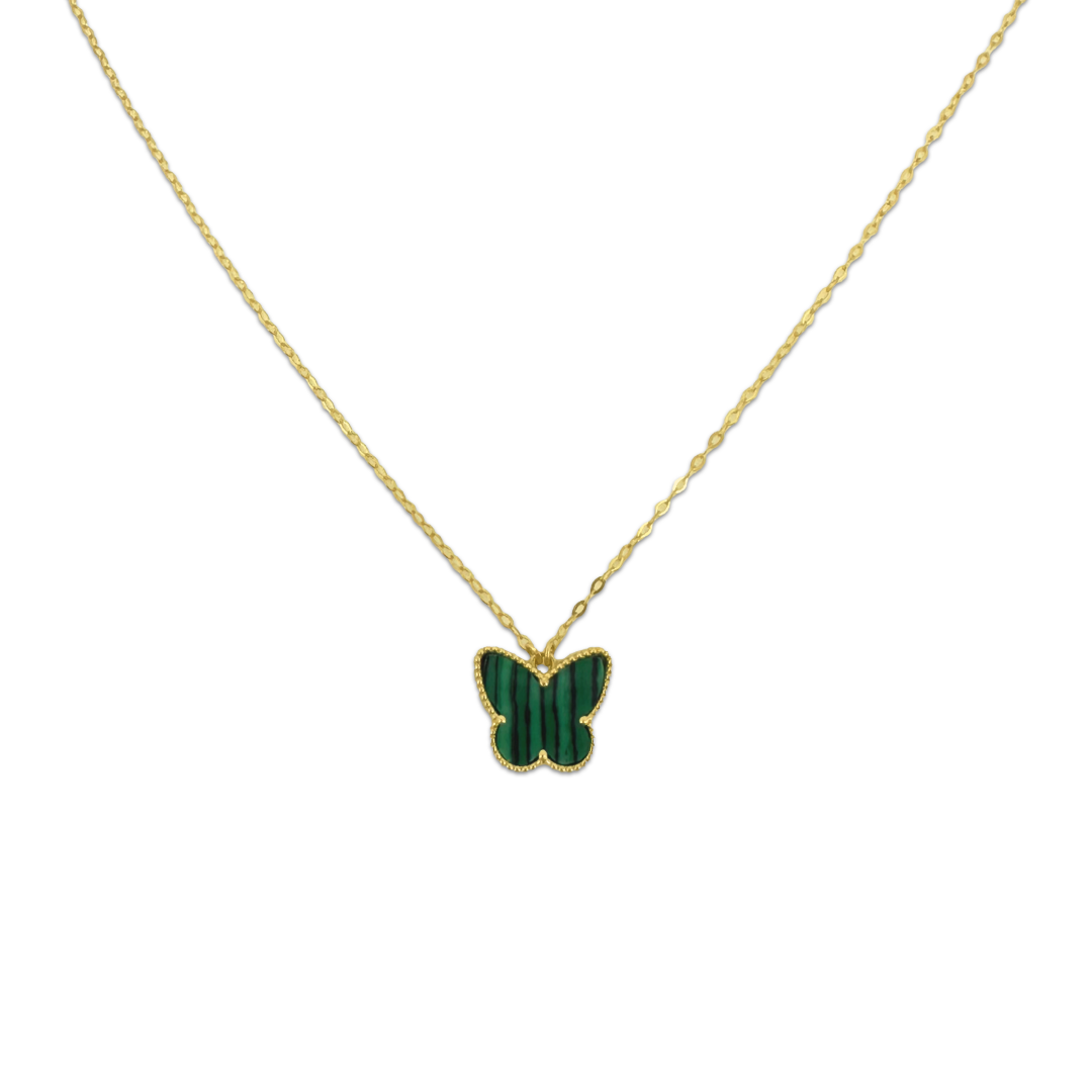 Green Stone Butterfly Necklace