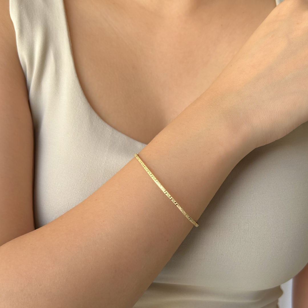 Sleek Meander Bangle Bracelet | Yellow