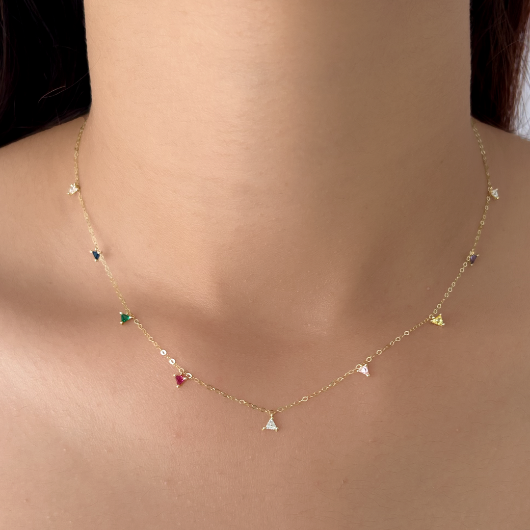 Multicolor Trillion Crystal Necklace