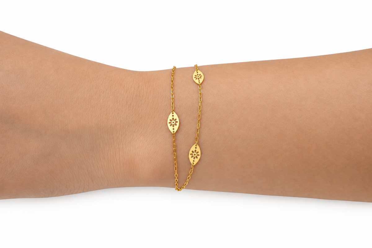 Dual Floral Leaf Bracelet